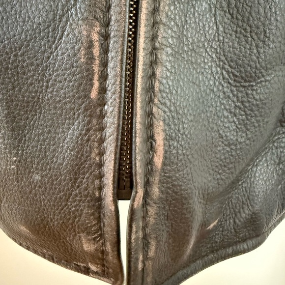 Lucky Brand dark brown genuine leather jacket zip front size small - Picture 15 of 16